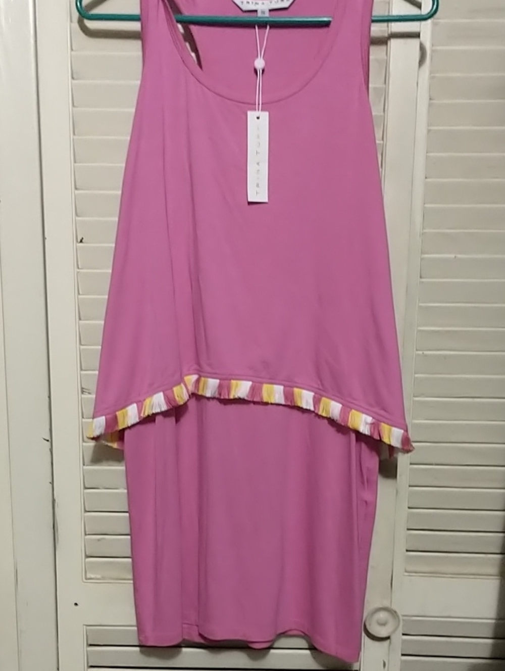 NWT Trina Turk Sleeveless Pink Layered Dress with Trim sz small